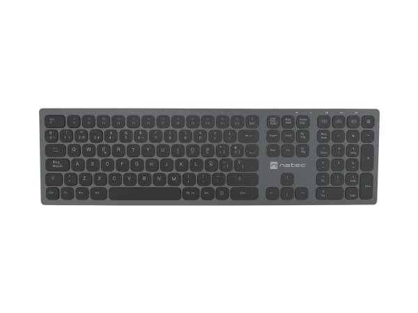 NATEC NKL-1830, Fullstor (100 %), Trådlös, Trådlös RF + Bluetooth, Membrantangentbrytare, QWERTY, Svart, Grå Svart, Grå