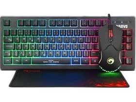Marvo Marvo CM310 CZSK, RGB keyboard + mouse and pad set for gamers, CZ/SK, for games, membrane type wired (USB), black,