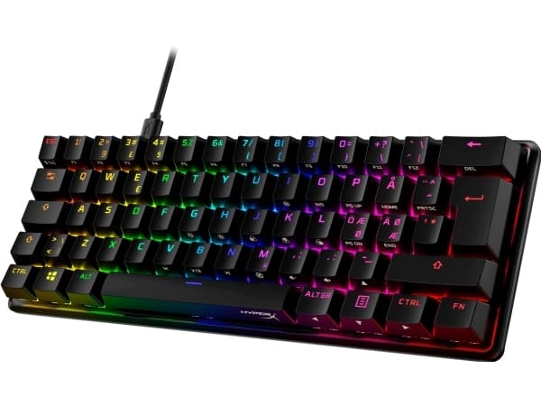 HyperX Alloy Origins 60 - Tangentbord - bakgrundsbelyst - USB-C - QWERTY - Nordisk - tangentbrytare: HyperX Red - svart