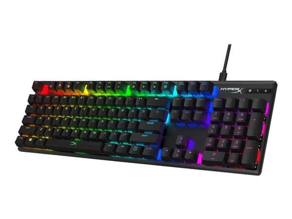 HyperX Alloy Origins - Tangentbord - bakgrundsbelysning - USB-C - QWERTY - amerikansk - tangentbrytare: HyperX Aqua - svart