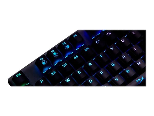 HyperX Alloy Origins - Tangentbord - bakgrundsbelysning - USB-C - QWERTY - amerikansk - tangentbrytare: HyperX Aqua - svart