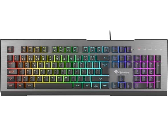 GENESIS Rhod 500 RGB, Kabel, USB, Membrantangentbrytare, QWERTY, RGB LED, Svart, Silver