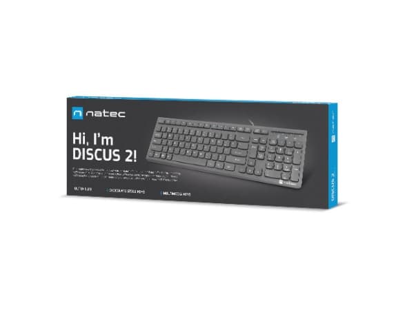 NATEC DISCUS 2, Fullstor (100 %), Kabel, USB, Membrantangentbrytare, QWERTY, Svart