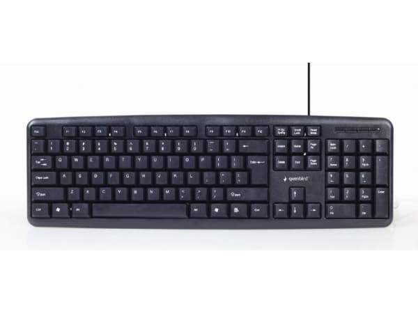 Gembird KBS-UO4-01, Täysikokoinen (100 %), USB, QWERTY, Musta, Sisältää hiiren