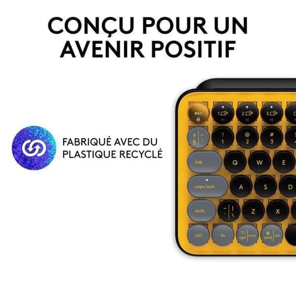 Logitech trådlöst tangentbord - mekaniska POP-nycklar med anpassningsbara emoji-nycklar, Bluetooth eller USB, hållbar kompakt design - gul