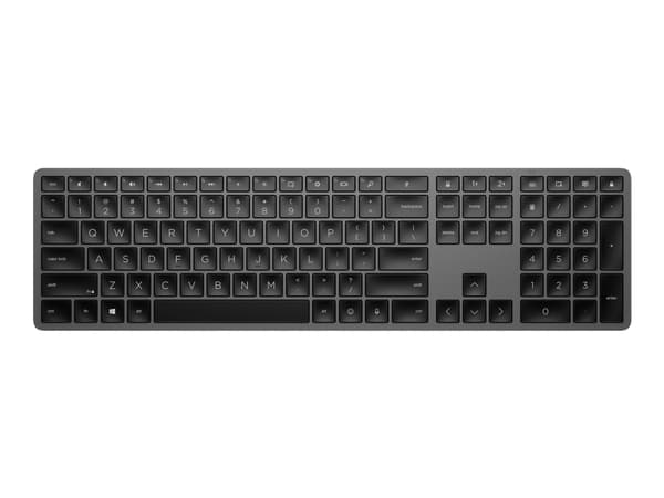 HP Langaton kaksitilainen 975 -näppäimistö, Täysikokoinen (100 %), RF Wireless + Bluetooth, Mekaaninen, QWERTY, Musta