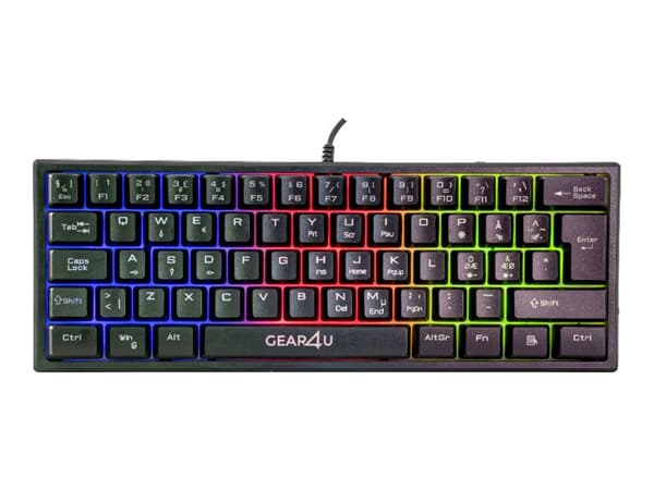 Gear4U - Tangentbord - bakgrundsbelyst - USB - Nordisk - svart
