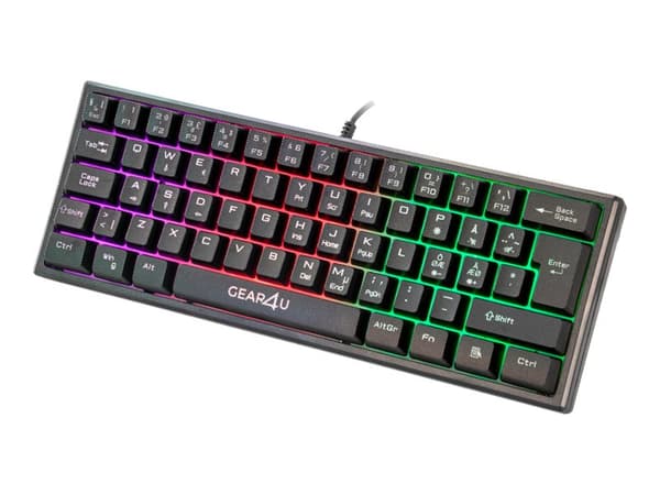 Gear4U - Tangentbord - bakgrundsbelyst - USB - Nordisk - svart Svart