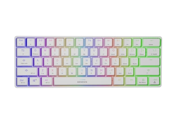 GENESIS Thor 660, Kabel & Trådlös, USB + Bluetooth, Mekaniska tangentbrytare, QWERTY, RGB LED, Vit Vit