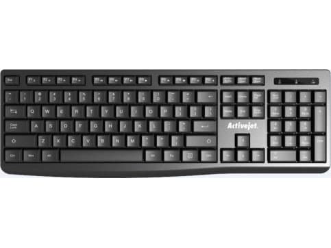 Activejet K-3803SW, Fullstor (100 %), Trådlös, RF Trådlös, Membrantangentbrytare, QWERTY, Svart