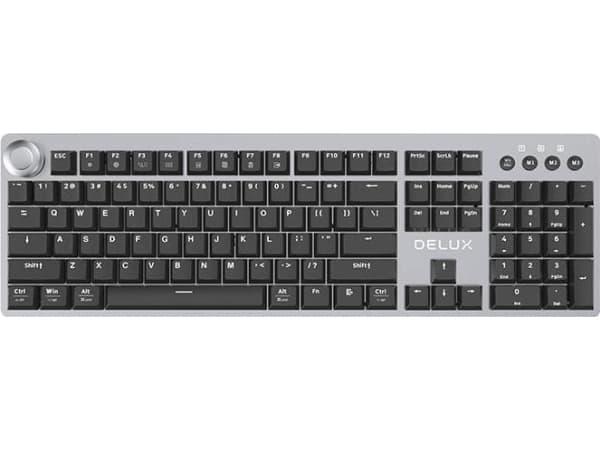 Delux Ks100 Designer Mechanical Pro Keyboard - Programmable Rotary Knob And Keys - Red Switches - Aluminum Case - Slim Design - Mac + Windows - Backl