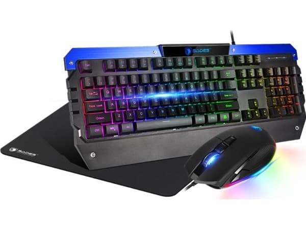 SADES Gaming set: RGB membrane keyboard, RGB mouse and Sades Battle Ram pad (32x25cm)
