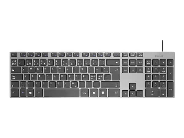 Deltaco TB-801, Täysikokoinen (100 %), USB, Kalvokytkin, QWERTY, Harmaa