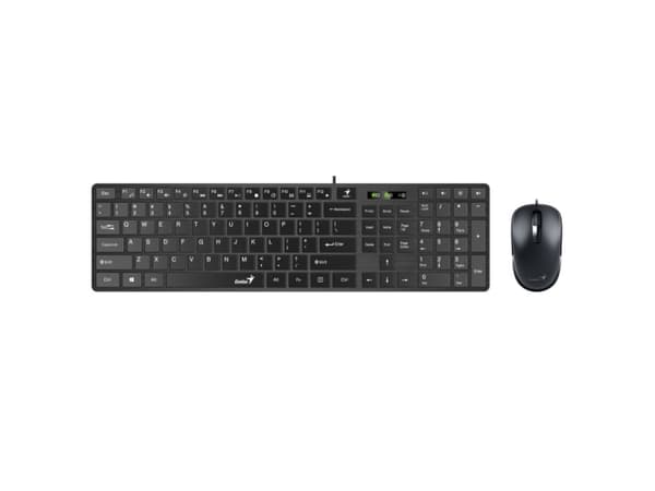 Genius Computer Technology SlimStar C126, Fullstor (100 %), Kabel, USB, QWERTY, Svart, Mus inkluderad Svart