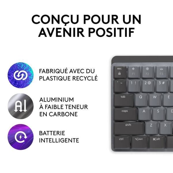 Logitech - Trådlöst tangentbord - MX - Mekaniskt - Prestanda Bakgrundsbelyst - Grafit