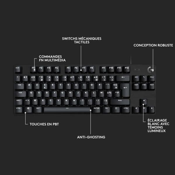 LOGITECH G - Gaming Keyboard - G413 TKL SE - Mekanisk, Bakgrundsbelyst, Svart Aluminium