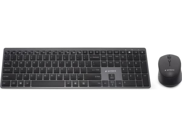 Gembird Backlight Pro Business Slim wireless desktop set - Sats med tangentbord och mus - backlit - trådlös - 2.4 GHz - QWERTY - amerikansk - svart -