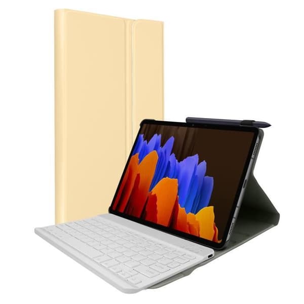 AVIZAR Bluetooth-tangentbord för Samsung Galaxy Tab S7 Plus 12.4 - QWERTY Support Cover - Gul