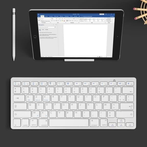 AVIZAR trådlöst Bluetooth-tangentbord - AZERTY - Saxmekanism - 0,2s svarstid - Vit