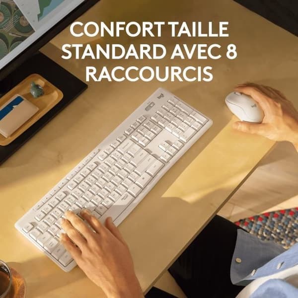 Tangentbordsmusset - Trådlös - Logitech - MK295 - Tyst - AZERTY - Vit