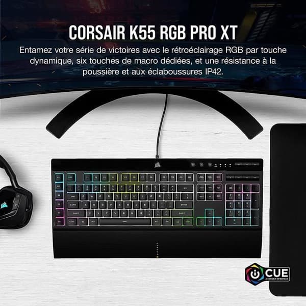 CORSAIR Spelkeyboard K55 PRO XT, RGB LED, Gummidomer (CH-9226715-FR)