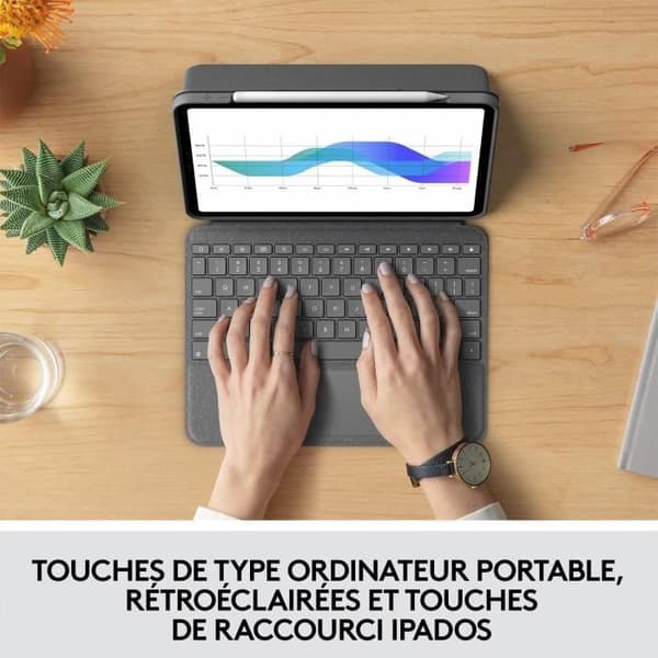 Folio Touch-tangentbord - LOGITECH - 1:a, 2:a, 3:e och 4:e generationen - Grå