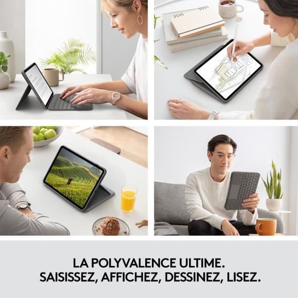Folio Touch-tangentbord - LOGITECH - 1:a, 2:a, 3:e och 4:e generationen - Grå