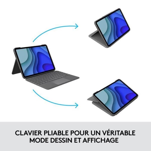 Folio Touch-tangentbord - LOGITECH - 1:a, 2:a, 3:e och 4:e generationen - Grå