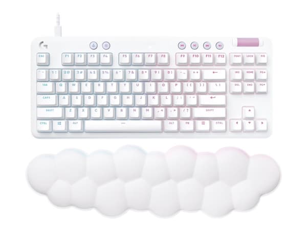 Logitech G G713 - Tangentbord - utan numerisk knappsats - bakgrundsbelyst - USB - QWERTY - brittisk - tangentbrytare: Linear - vit