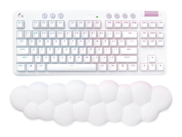 Logitech G G715 - Tastatur - uten nummertastatur - bakgrunnsbelyst - trådløs - Bluetooth, 2.4 GHz - QWERTY - Storbritannia - tastsvitsj: Tactile - hv
