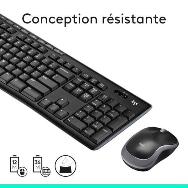 Tangentbord och mus combo - Logitech trådlöst tangentbord och mus combo - MK270 - Windows