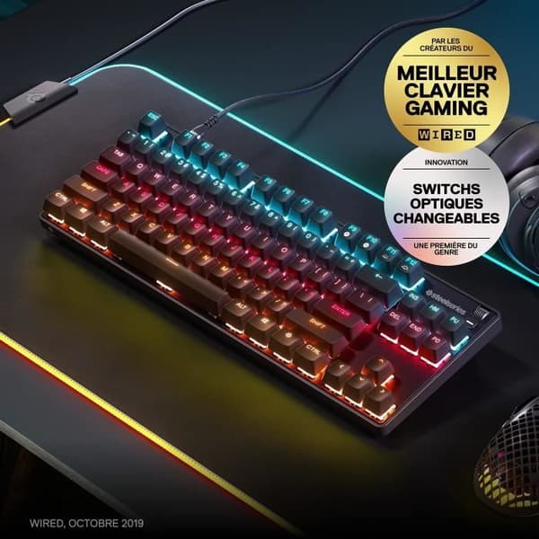 Speltangentbord - AZERTY - STEELSERIES - Apex 9 TKL FR - Utan numerisk knappsats - Bakgrundsbelyst - Svart