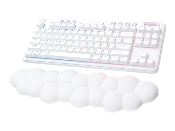 Logitech G715 - Tangentbord - tenkeyless - bakgrundsbelyst - Bluetooth, LIGHTSPEED - layout: Nordisk - tangentkontakt: Taktil - vit