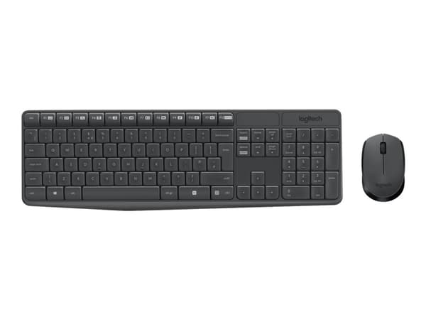 Logitech MK235, Täysikokoinen (100 %), Langaton, Langaton RF, Harmaa, Sisältää hiiren