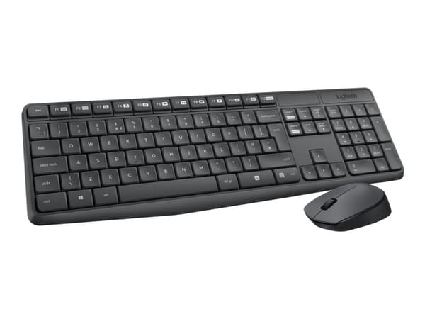 Logitech MK235, Täysikokoinen (100 %), Langaton, Langaton RF, Harmaa, Sisältää hiiren Harmaa