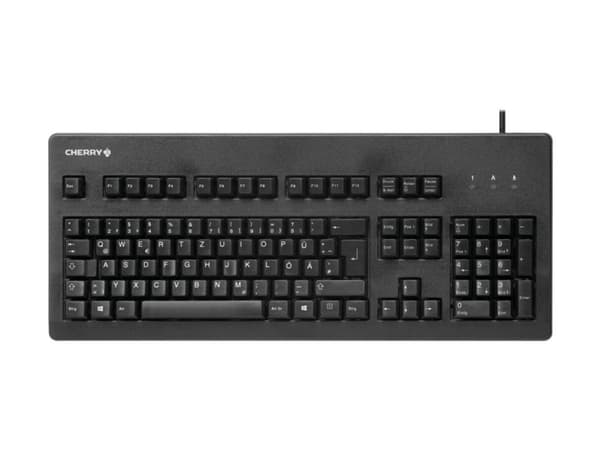CHERRY G80-3000, Täysikokoinen (100 %), Langallinen, USB + PS/2, Musta