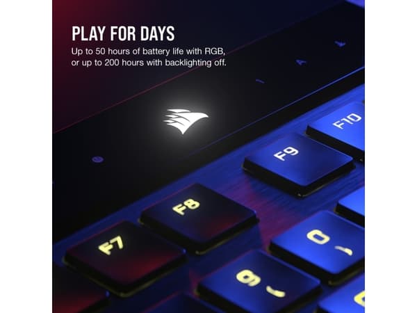 CORSAIR Gaming K100 AIR RGB - Tangentbord - ultratunn - backlit - trådlös - USB, 2.4 GHz, Bluetooth 4.2 - Nordisk - tangentbrytare: CHERRY MX Ultra L