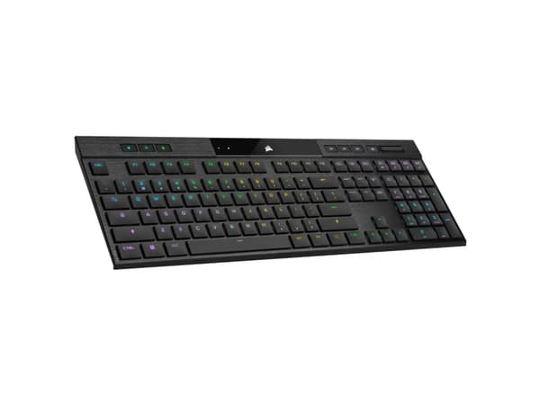 CORSAIR Gaming K100 AIR RGB - Tangentbord - ultratunn - backlit - trådlös - USB, 2.4 GHz, Bluetooth 4.2 - Nordisk - tangentbrytare: CHERRY MX Ultra L