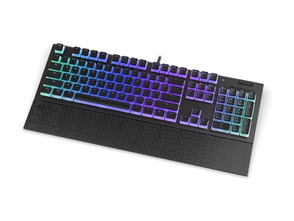 Endorfy Omnis - Tangentbord - bakgrundsbelyst - USB-C - tangentbrytare: Kailh Blue RGB - svart, milky-black (pudding) tangenthättor