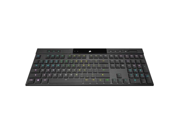 Corsair K100 AIR, Täysikokoinen (100 %), USB + RF Wireless + Bluetooth, Mekaaninen, QWERTY, RGB LED, Musta