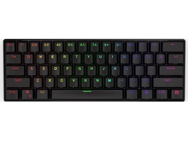 Endorfy Thock Compact - Tangentbord - 60% - bakgrundsbelyst - trådlös - USB, Bluetooth, 2.4 GHz - tangentbrytare: Kailh Box Black - svart - detaljhan