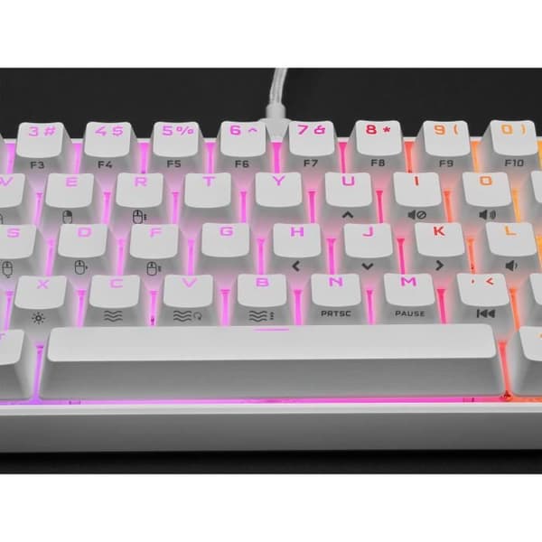 Mekaniskt speltangentbord - CORSAIR - K65 RGB Mini 60% - Kompakt storlek - RGB - CHERRY MX Röd - Vit - (CH-9194110-FR)