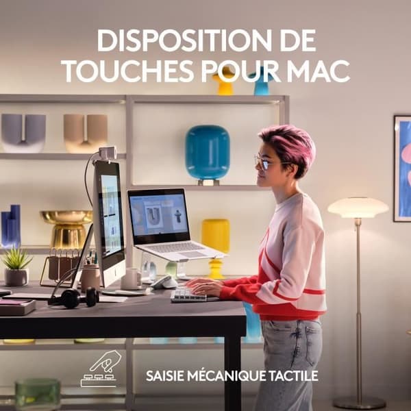 Logitech - Trådlöst tangentbord för Mac - MX Mekanisk mini - Pale Grey