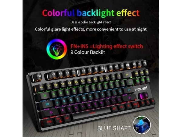 FOREV FOREV MEKANISKT TANGENTBORD GRÅTT BELYST GAMING FV-Q301