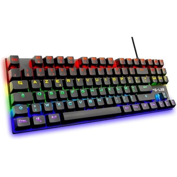 Speltangentbord - The G-Lab - KEYZ MERCURY TKL - Mekanisk (röd switch) - Rainbow - Kabelansluten - Azerty - Svart Svart
