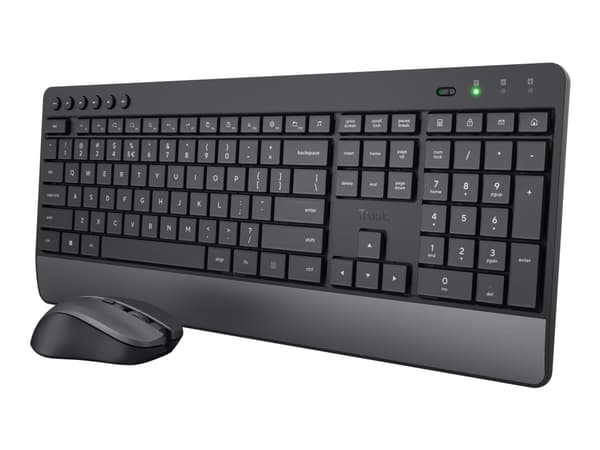 Trust Trezo Comfort - Sats med tangentbord och mus - tyst - trådlös - QWERTY - Amerikansk engelska - svart - pappkartong