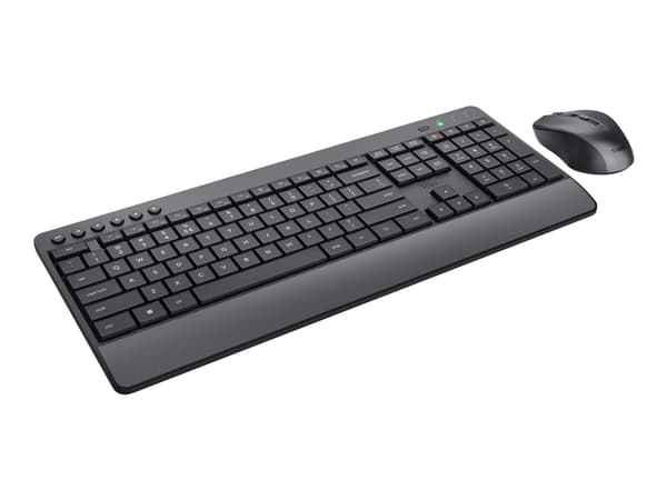 Trust Trezo Comfort - Sats med tangentbord och mus - tyst - trådlös - QWERTY - Amerikansk engelska - svart - pappkartong