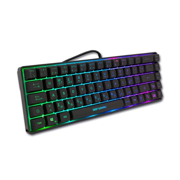 Tangentbord CoolBox DG-TEC65-RGB Svart Qwerty Spanska Svart