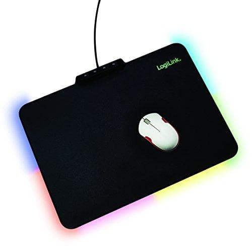 LogiLink ID0155 spelmusmatta med 4x RGB LED-belysning och 7 möjliga färger svart