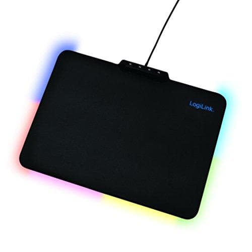 LogiLink ID0155 spelmusmatta med 4x RGB LED-belysning och 7 möjliga färger svart